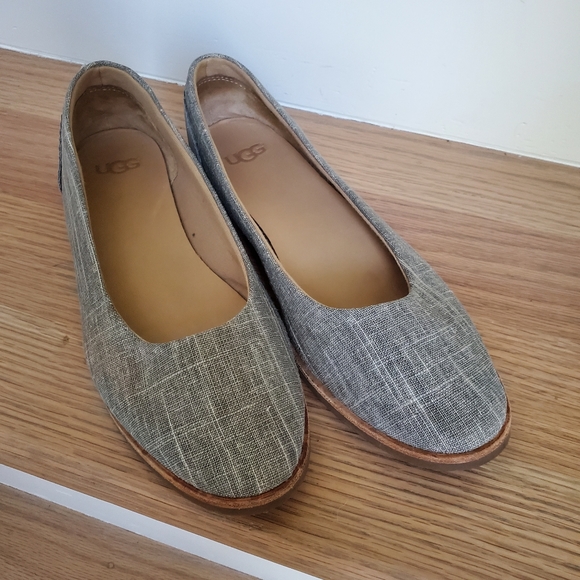 UGG Shoes - UGG Gray Canvas and Leather Flats